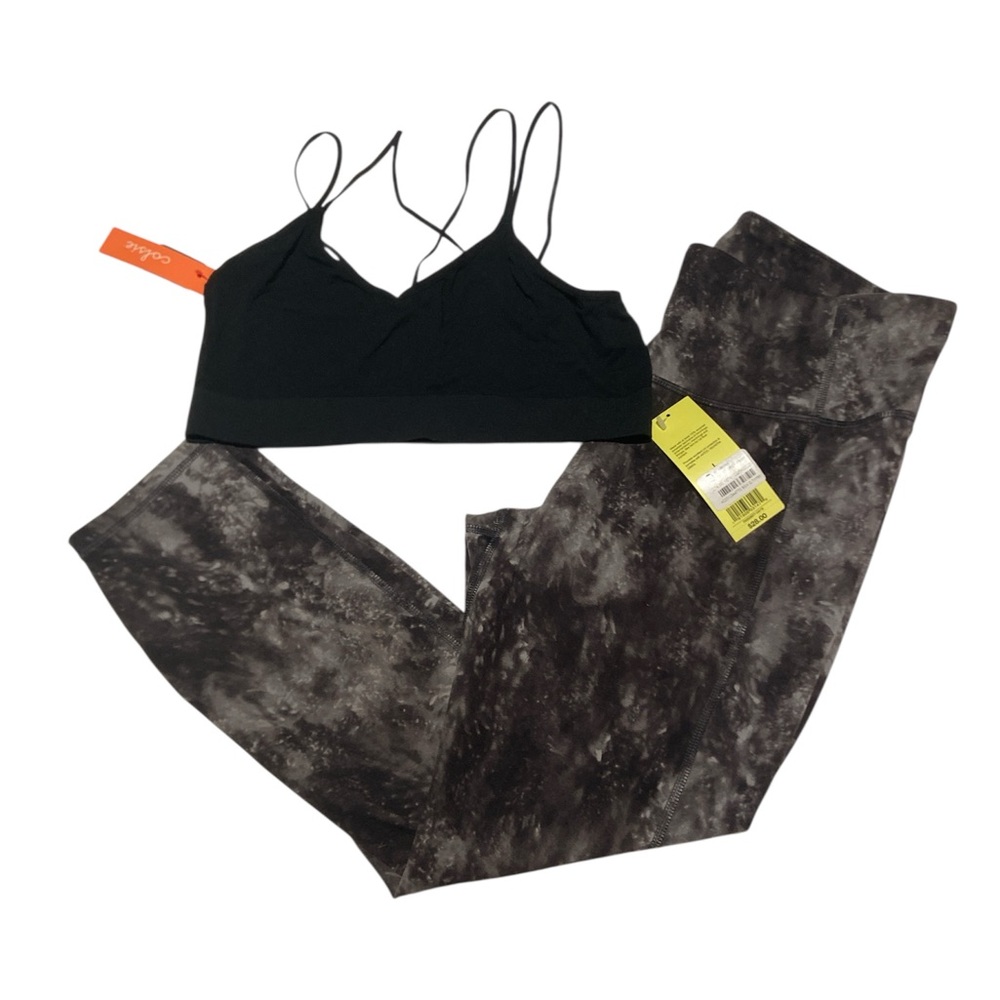 Colsie Black and Gray Leggings with Sports Bra